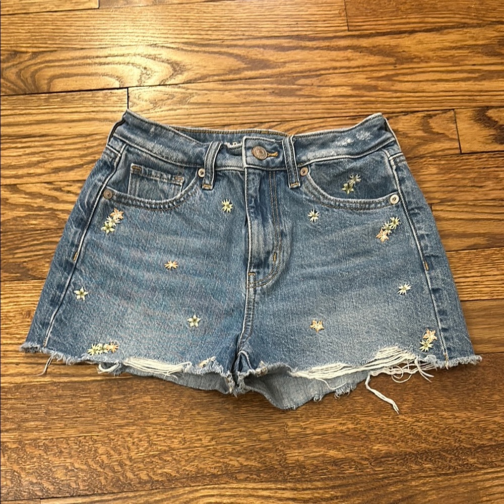 American Eagle Embroidered Denim Shorts